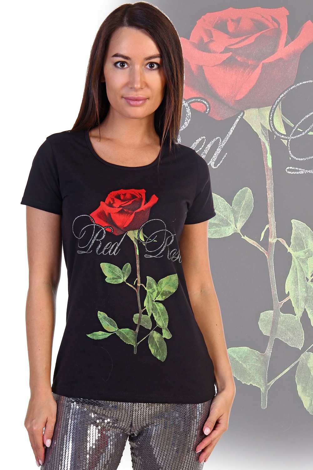 

Футболка женская "Red Rose" с коротким рукавом