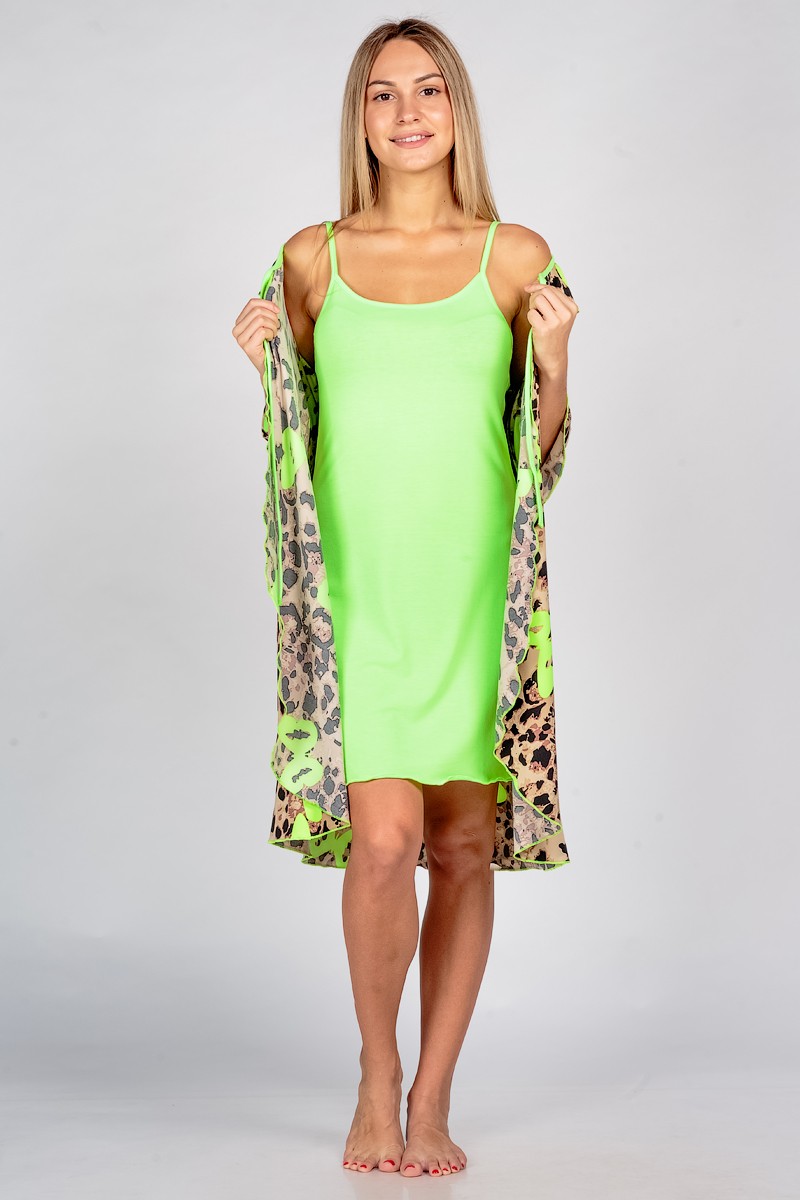 

Комплект женский "Неоновый сад зеленый" халат и сорочка