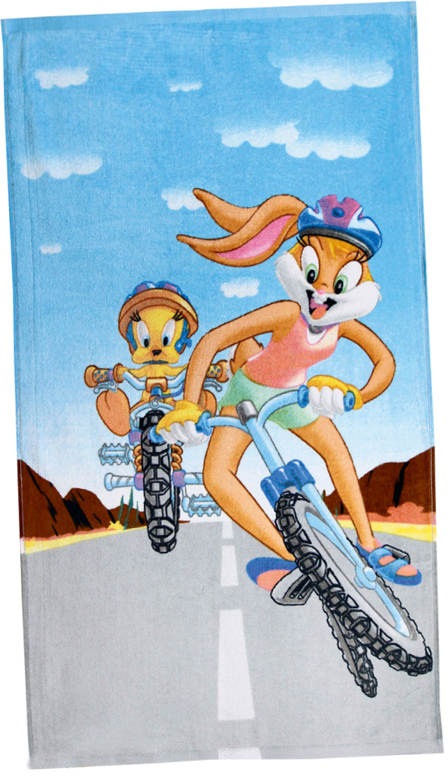 Полотенце "Твитти и Лола на велосипеде"