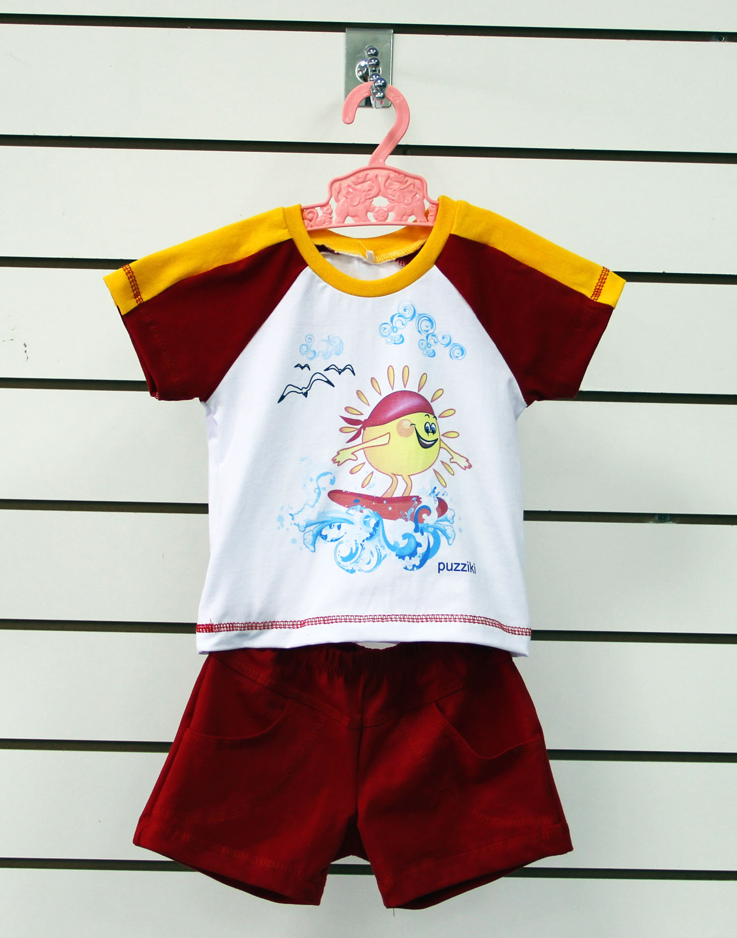 Комплект одежды детский "Солнышко" футболка рукав реглан и шорты