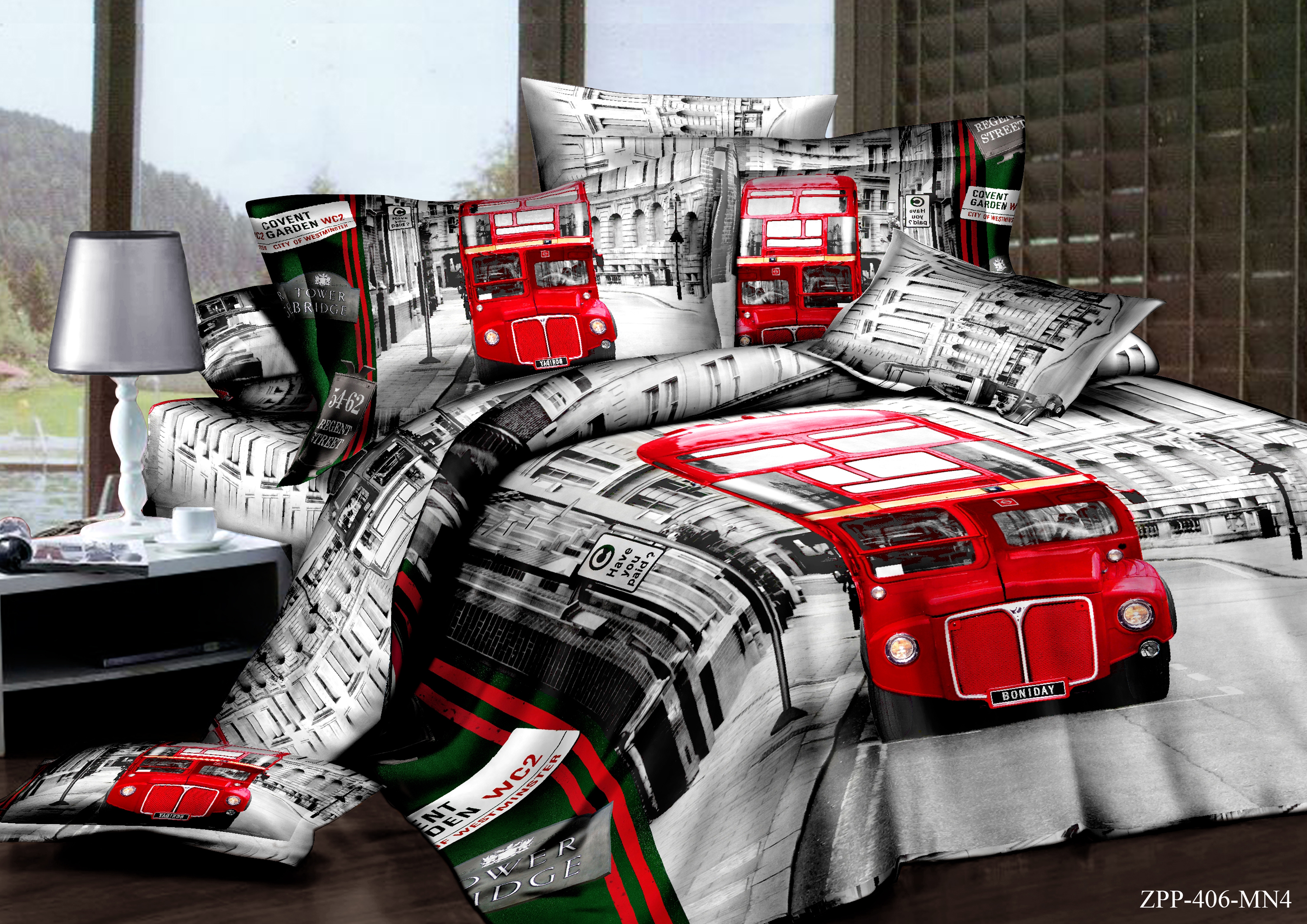 Комплект постельного белья "Автобус" из сатина