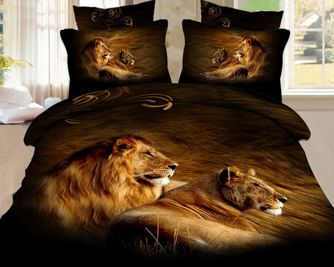 Комплект постельного белья "Львы коричневые" из сатина