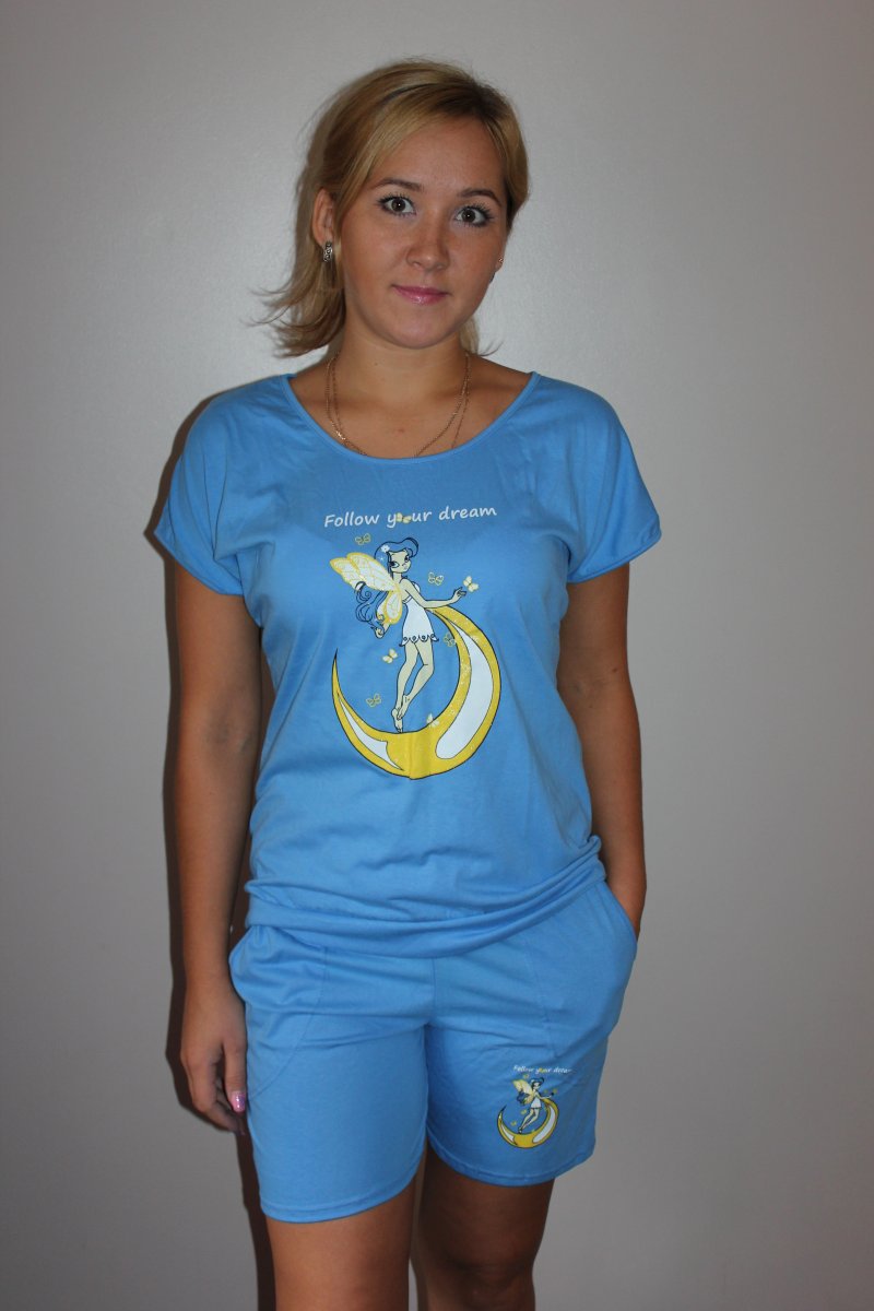 Пижама женская "Голубая фея" футболка и шорты