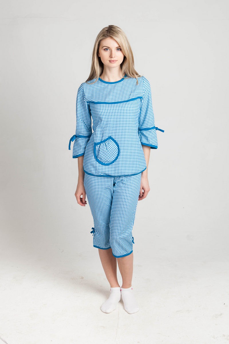 Пижама "Катя" Голубой-квадратики