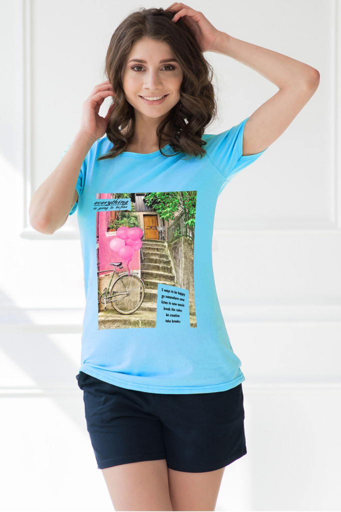Комплект женский "Be happy" футболка и шорты