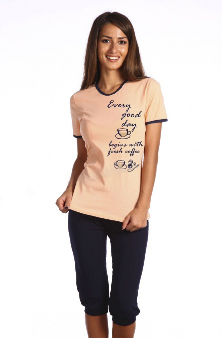 Комплект женский "Coffee Day" футболка и бриджи