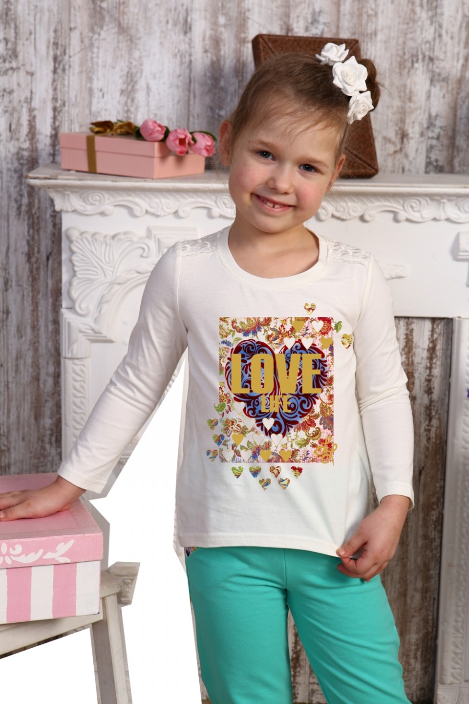 Блузка детская для девочки "Веснянка" с длинным рукавом