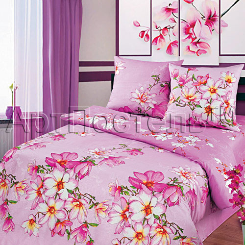 Комплект постельного белья "Магнолия розовая" из бязи
