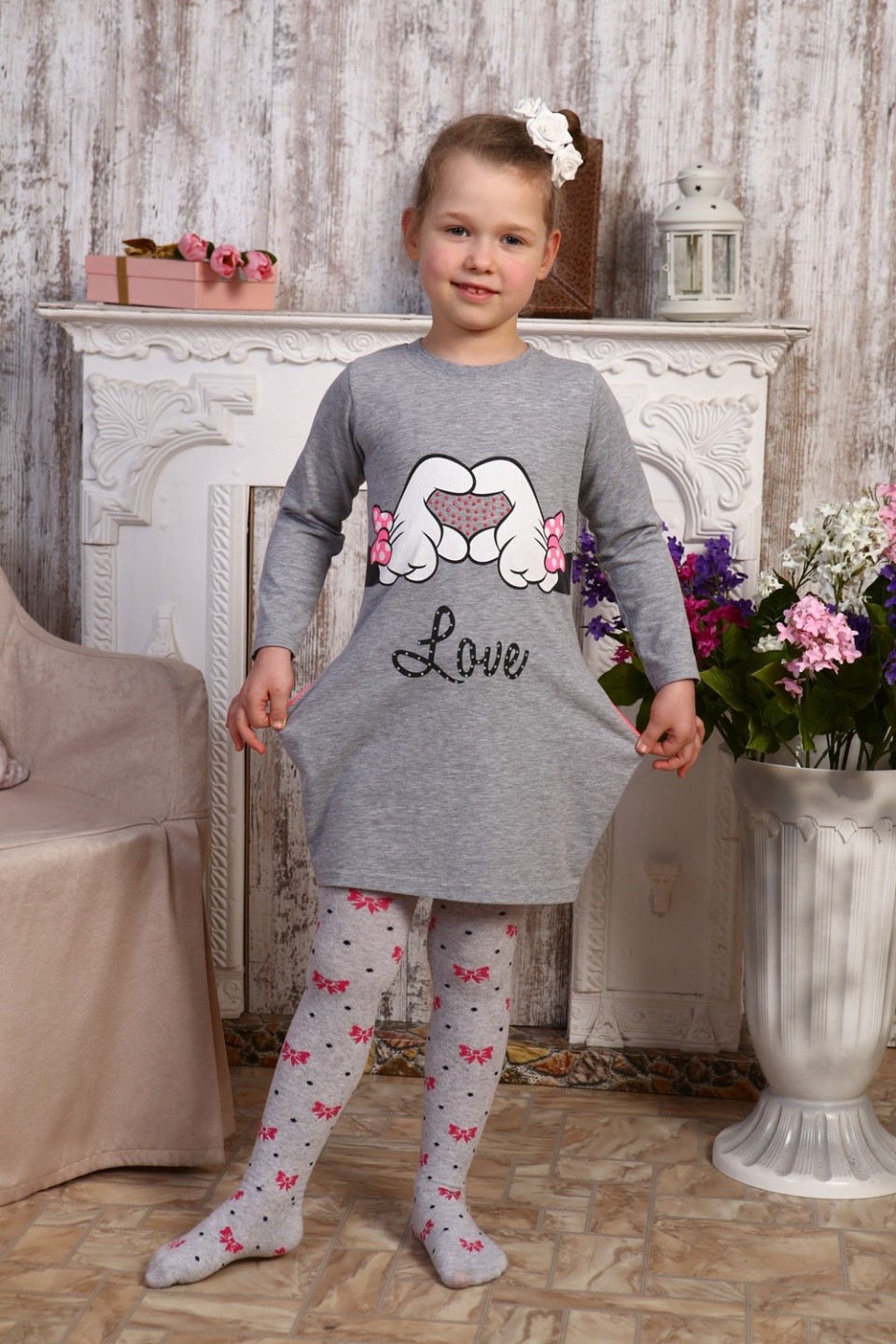 Туника детская для девочки "Love" с карманами