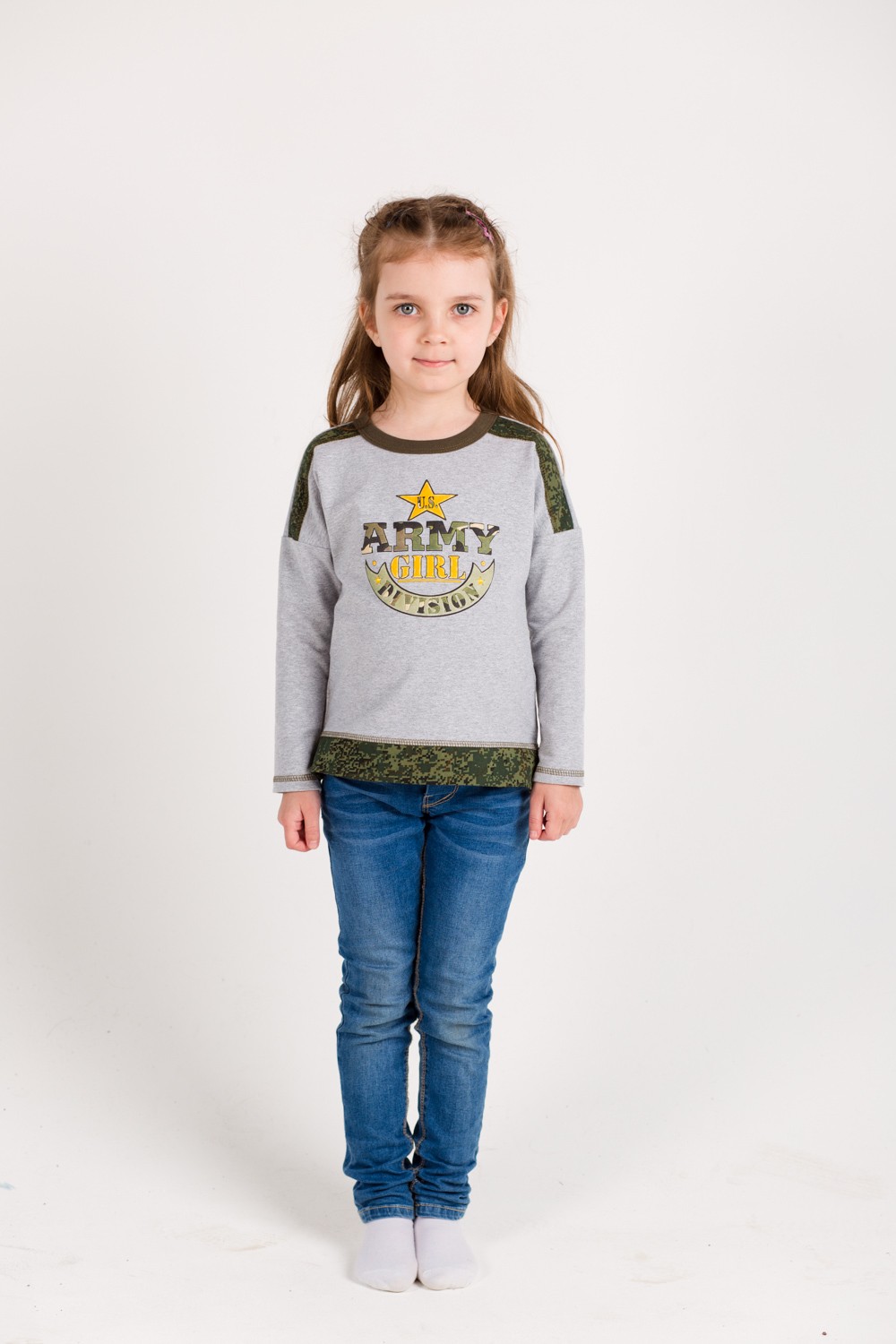 Толстовка детская для девочки "Армия" с длинным рукавом