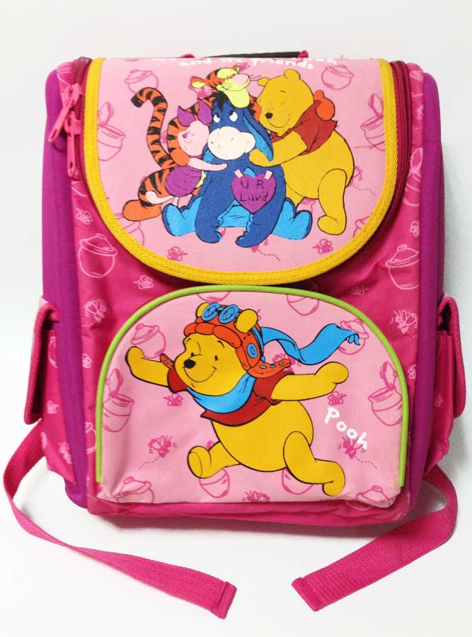 Рюкзак школьный для девочки "Винни Пух-1" ортопедический каркасный розовый