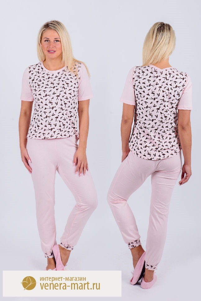 Пижама женская "Фламинго" футболка и брюки