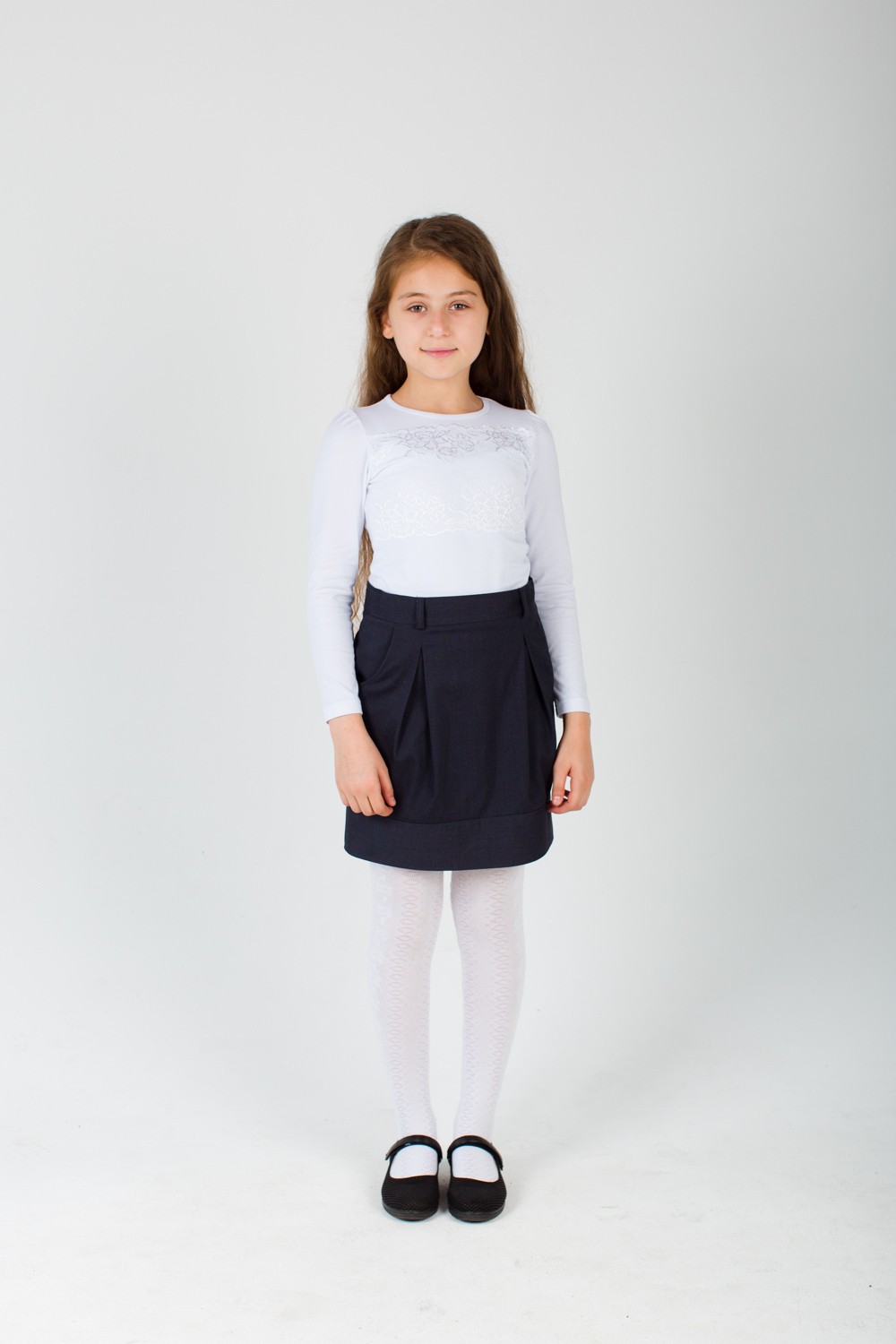 Блуза подростковая для девочки "Снежинка" с длинным рукавом