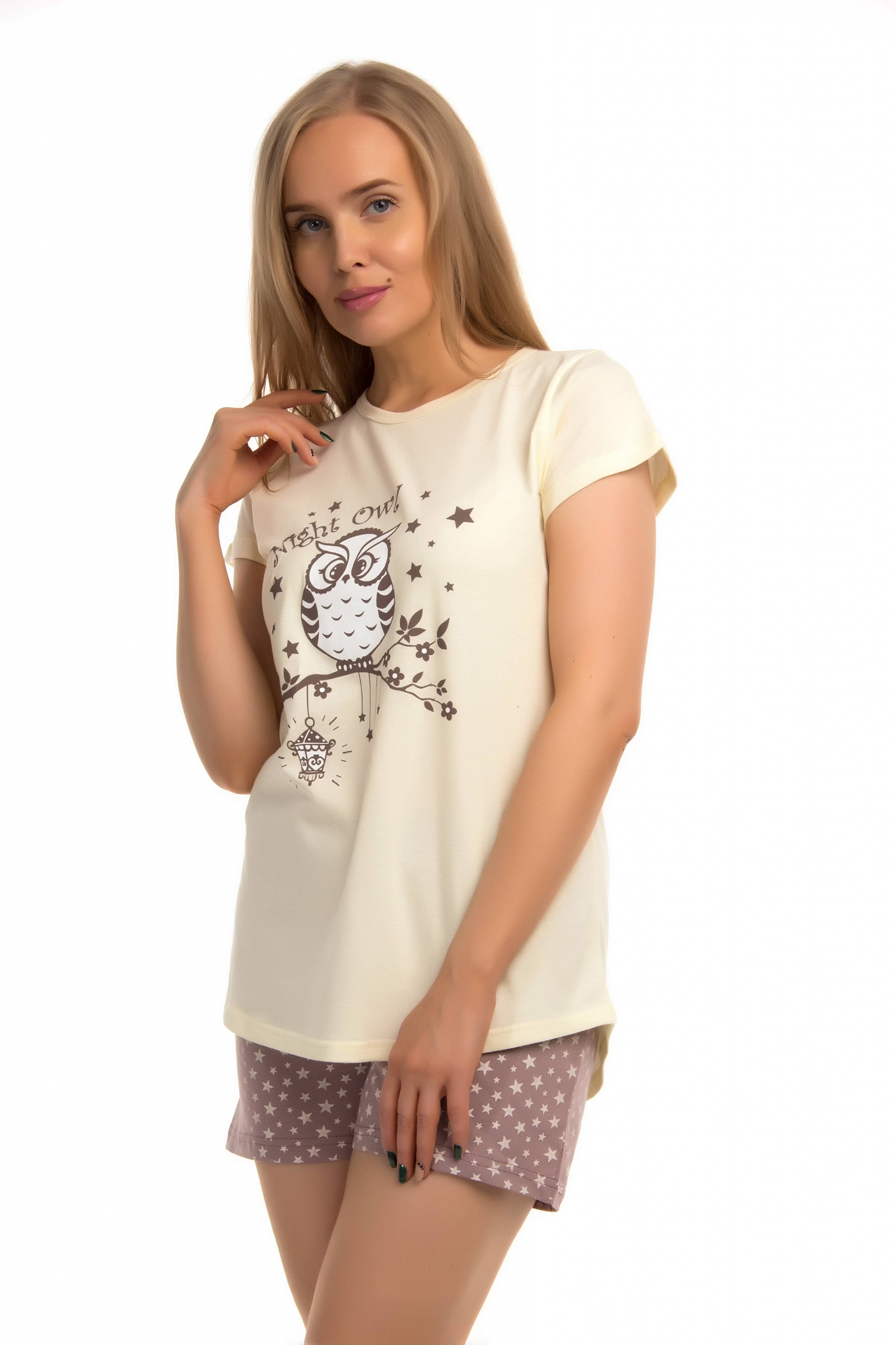 Комплект женский "Ночная сова" футболка и шорты