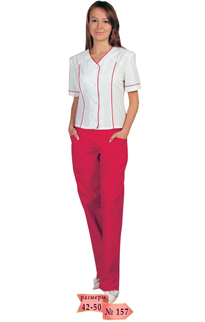 Костюм женский медицинский с брюками короткий рукав №157
