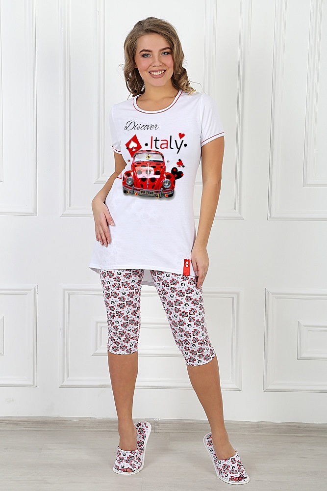 Пижама женская "Тачка-1" футболка и бриджи