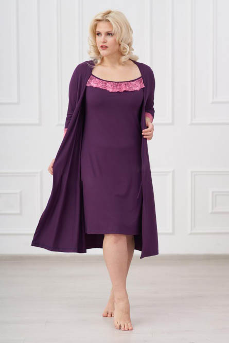 Комплект женский "Баклажан" халат и сорочка