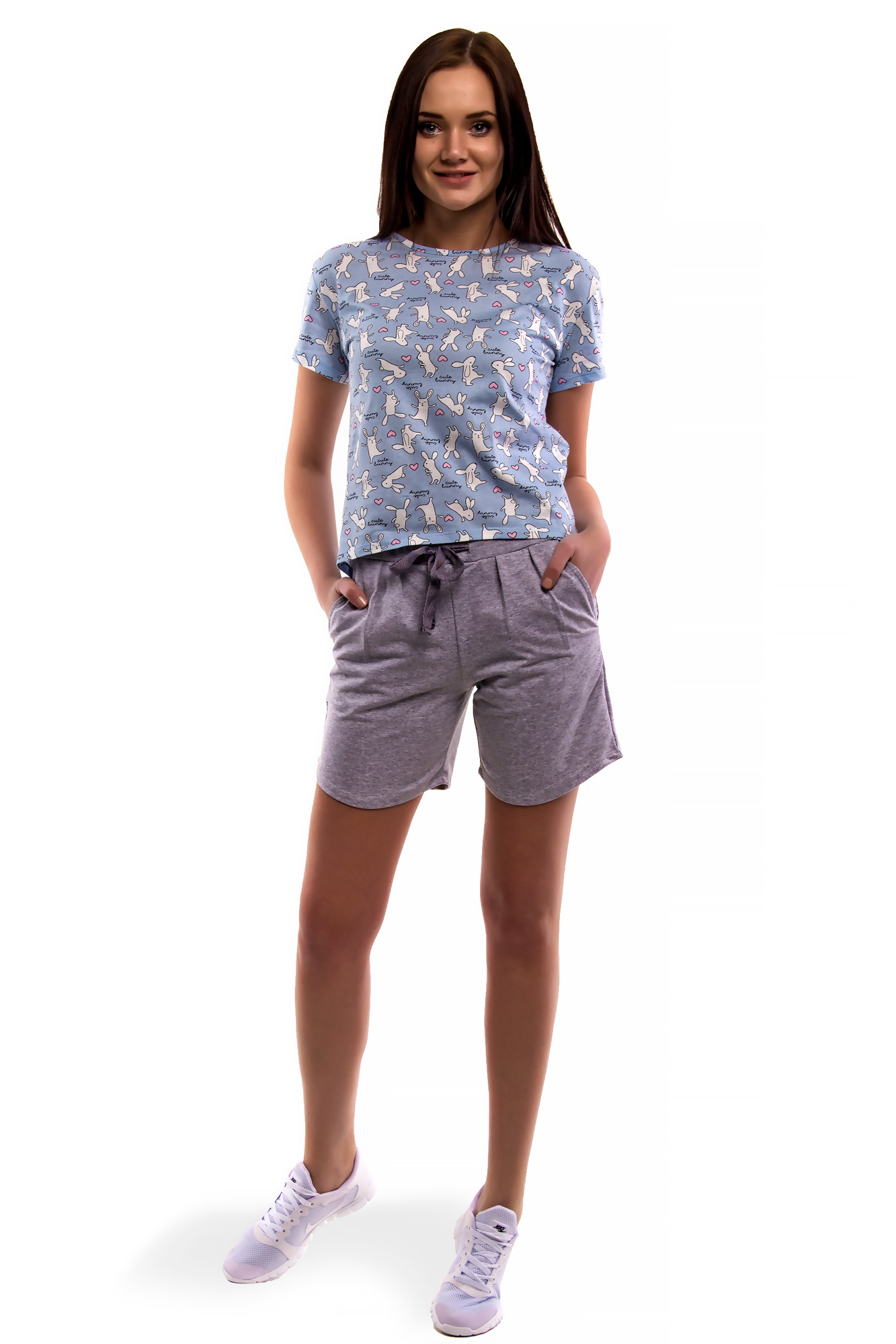 Комплект женский "Зайчики" футболка и шорты