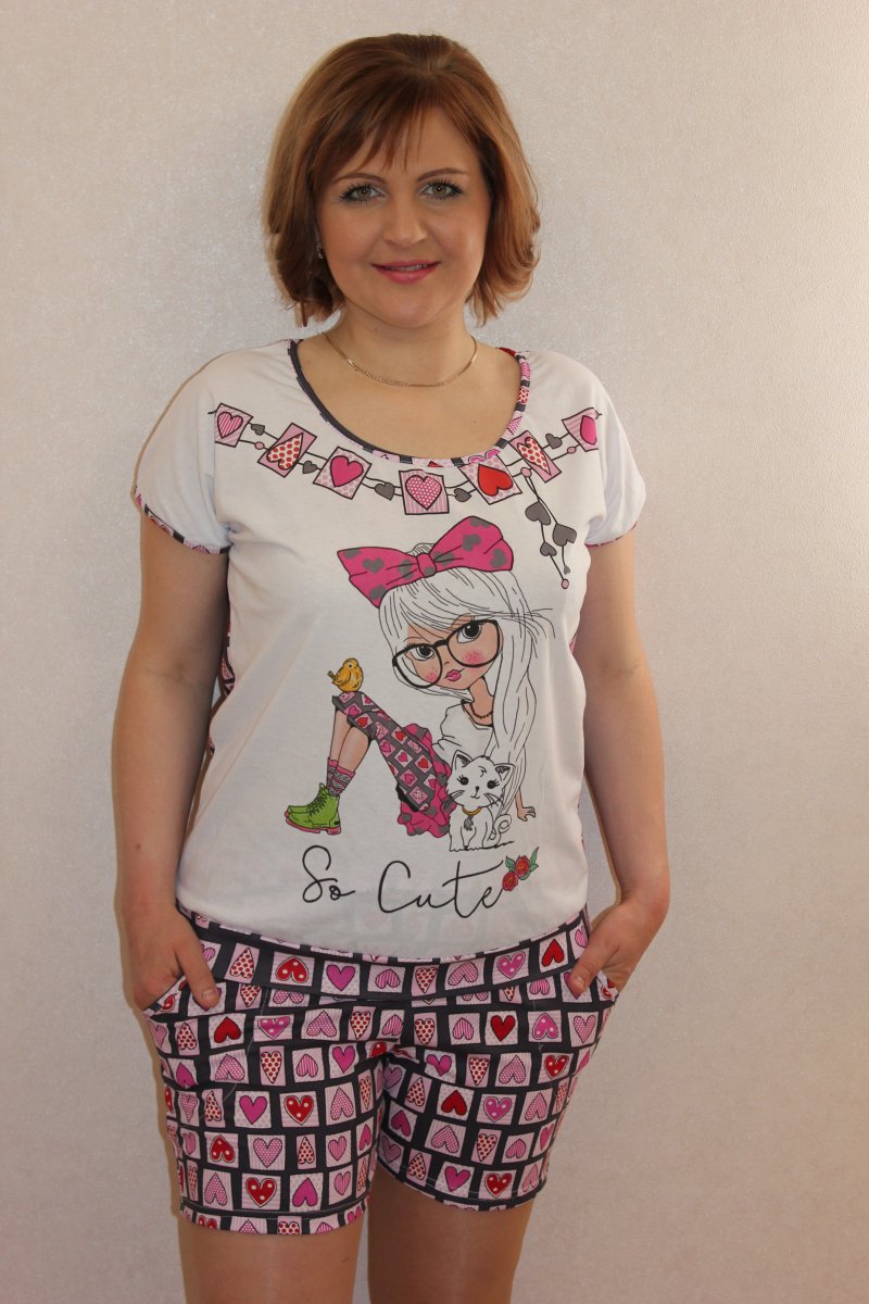 Пижама женская "Маринка" футболка и шорты