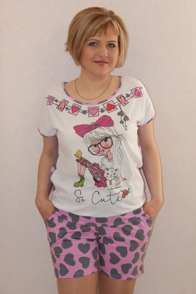 Пижама женская "So Cute" футболка и шорты