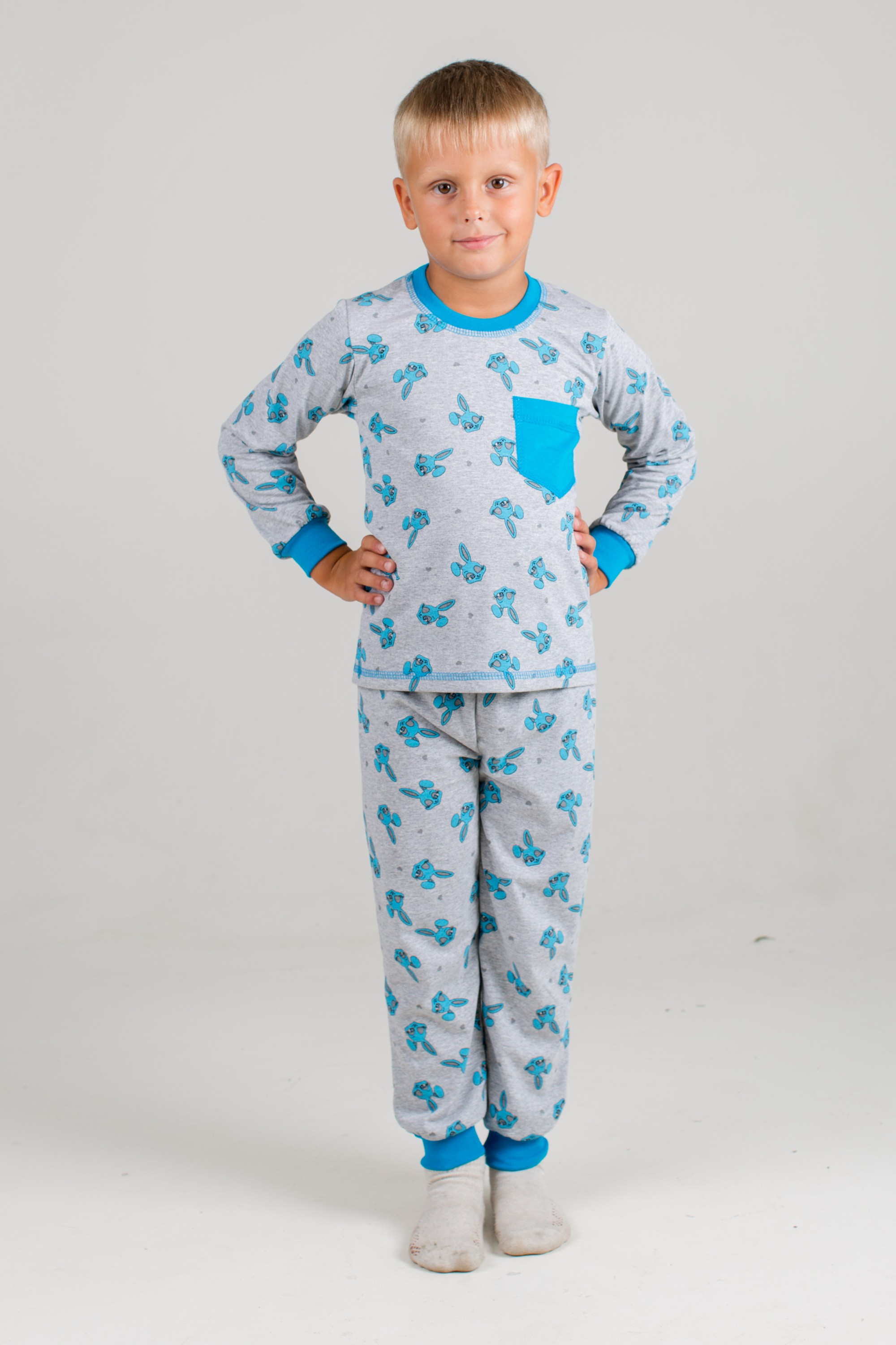 Пижама детская для мальчика "Зайка-1" с длинным рукавом