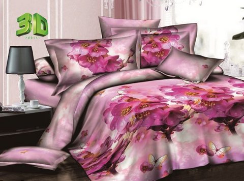 Комплект постельного белья "Розовое цветение" из поплина